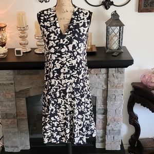 Vince Confetti Print Pleated Silk Dress